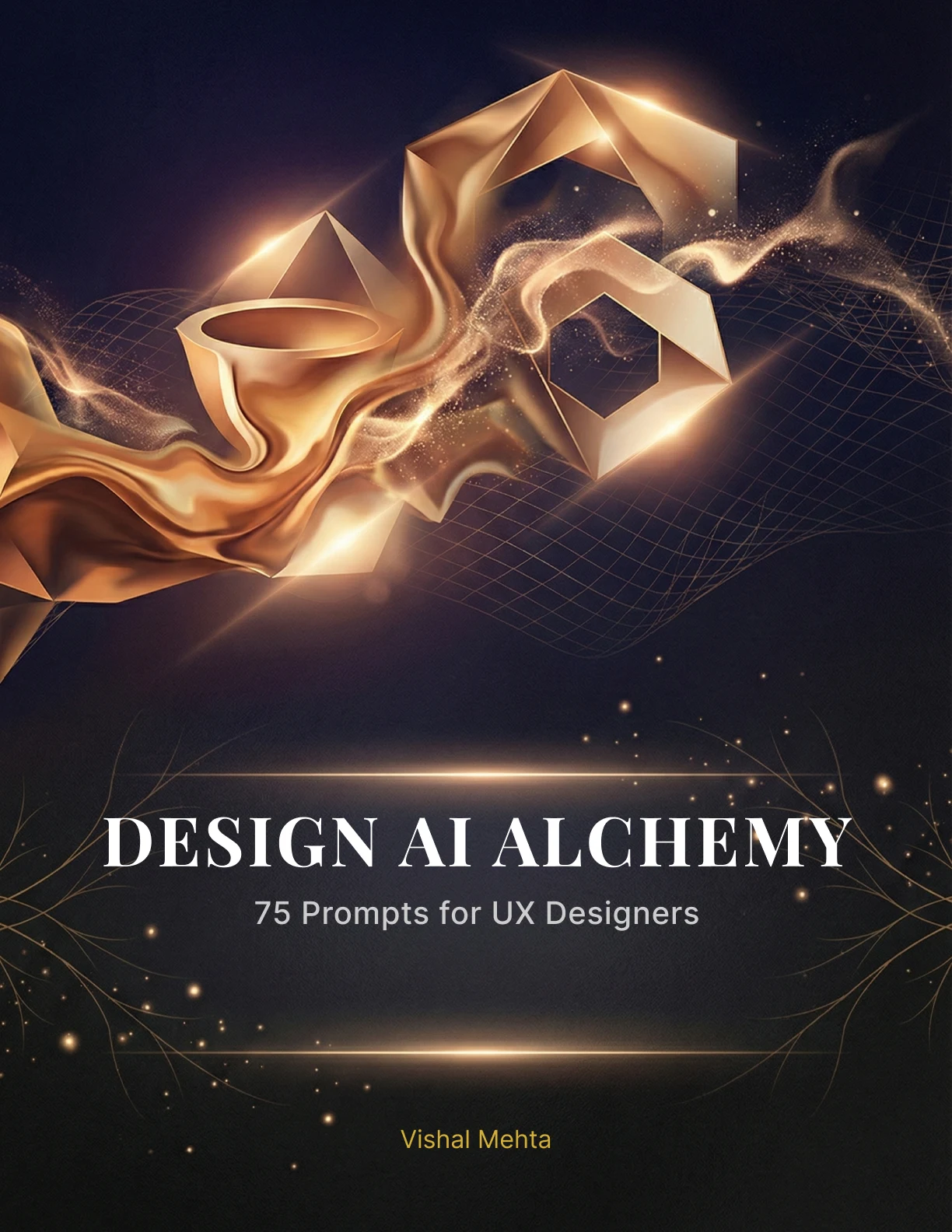 Abstract gold forms from the Design AI Alchemy cover