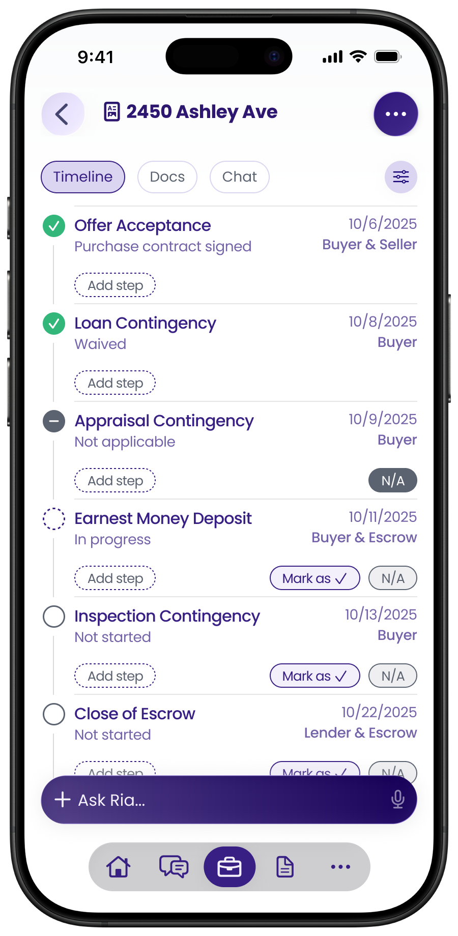 Transaction timeline