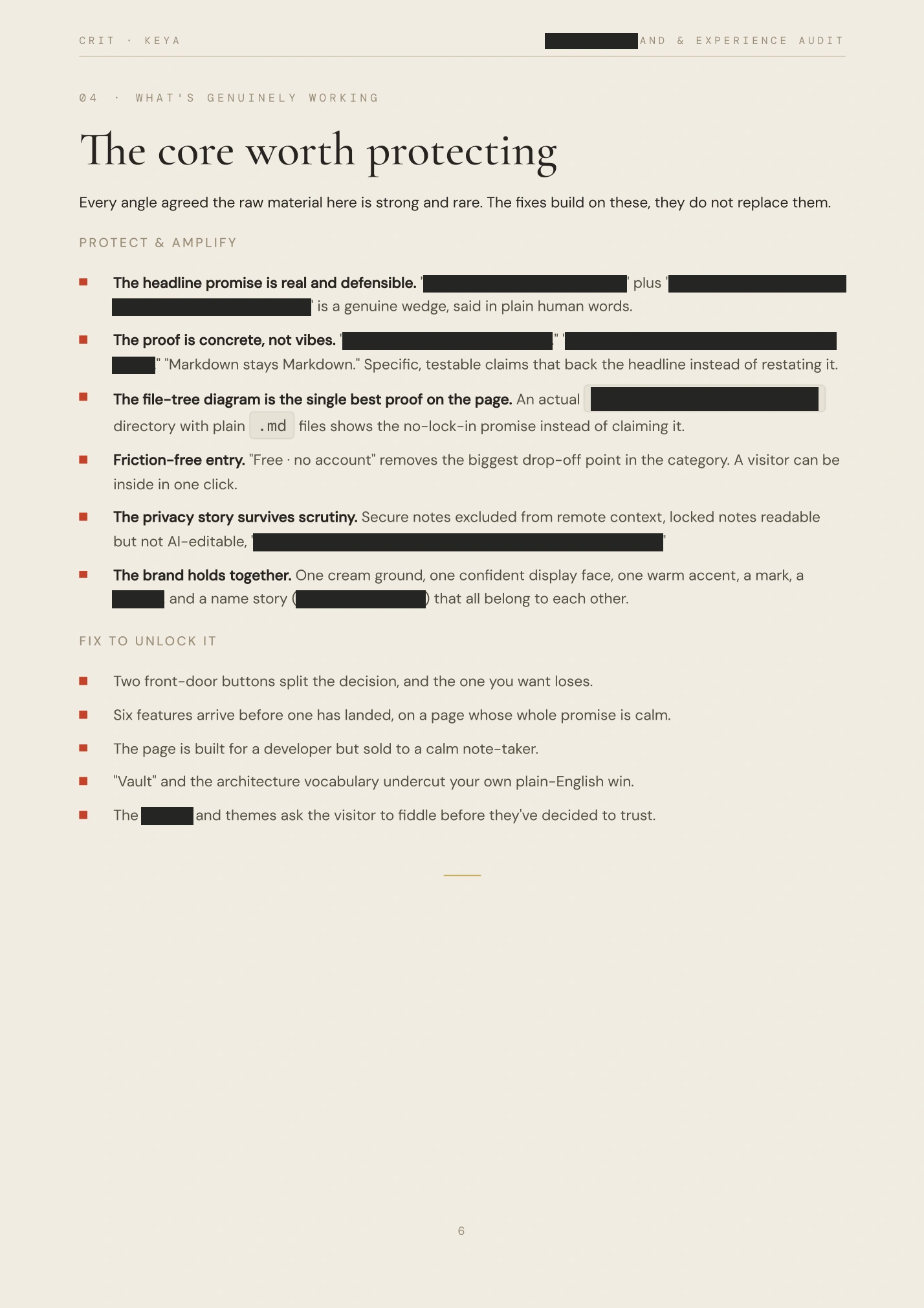 Redacted audit, page 6 of 21