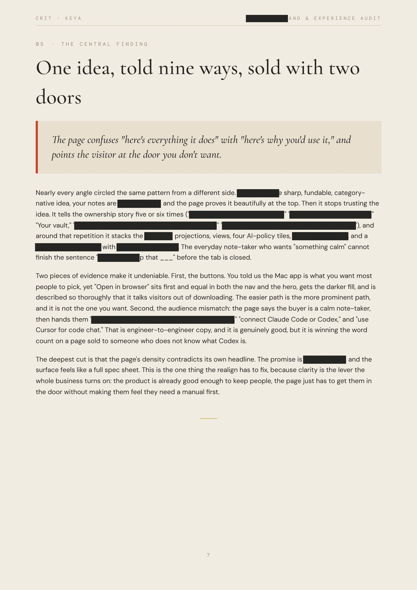 Redacted audit, page 7 of 21