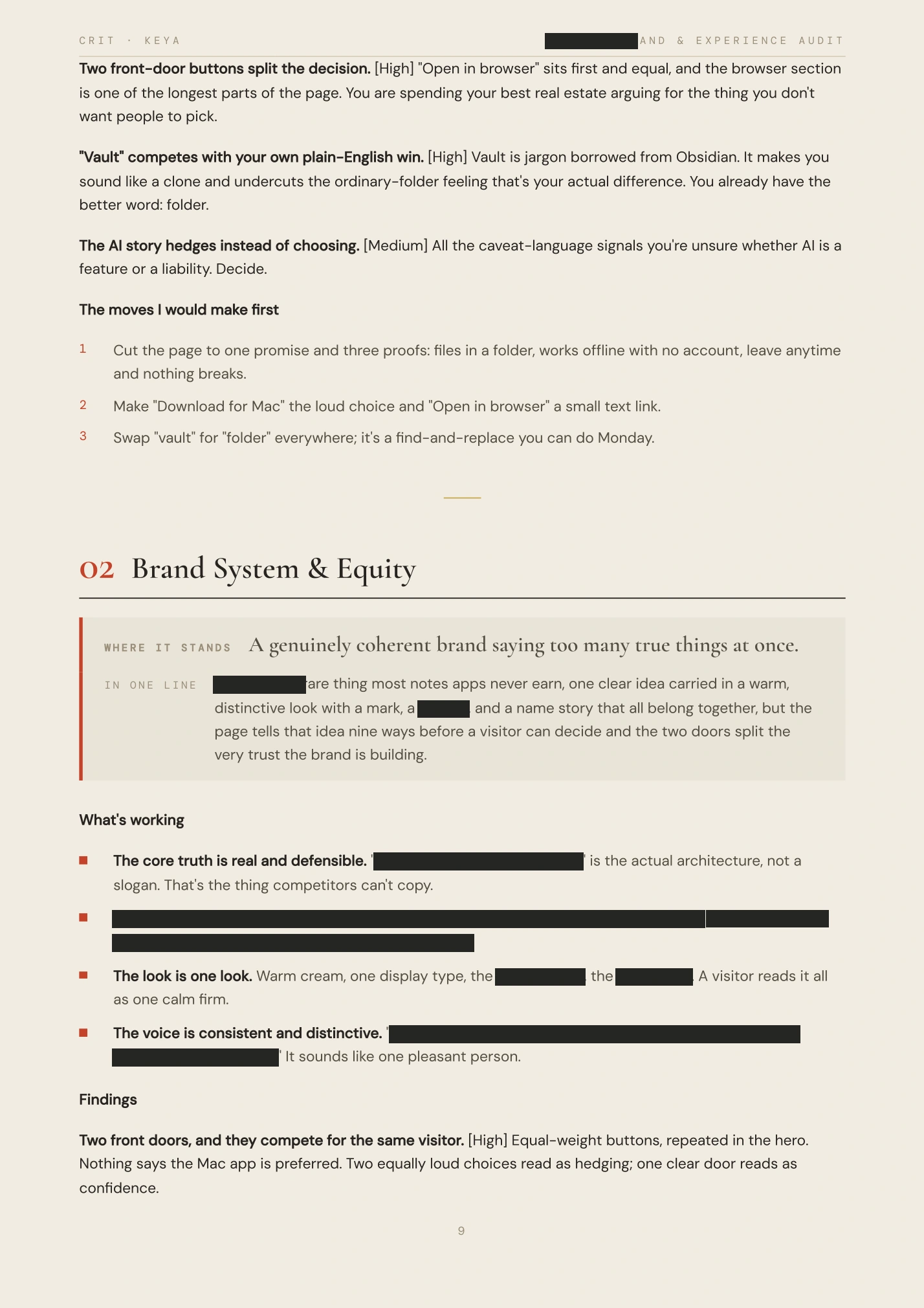 Redacted audit, page 9 of 21