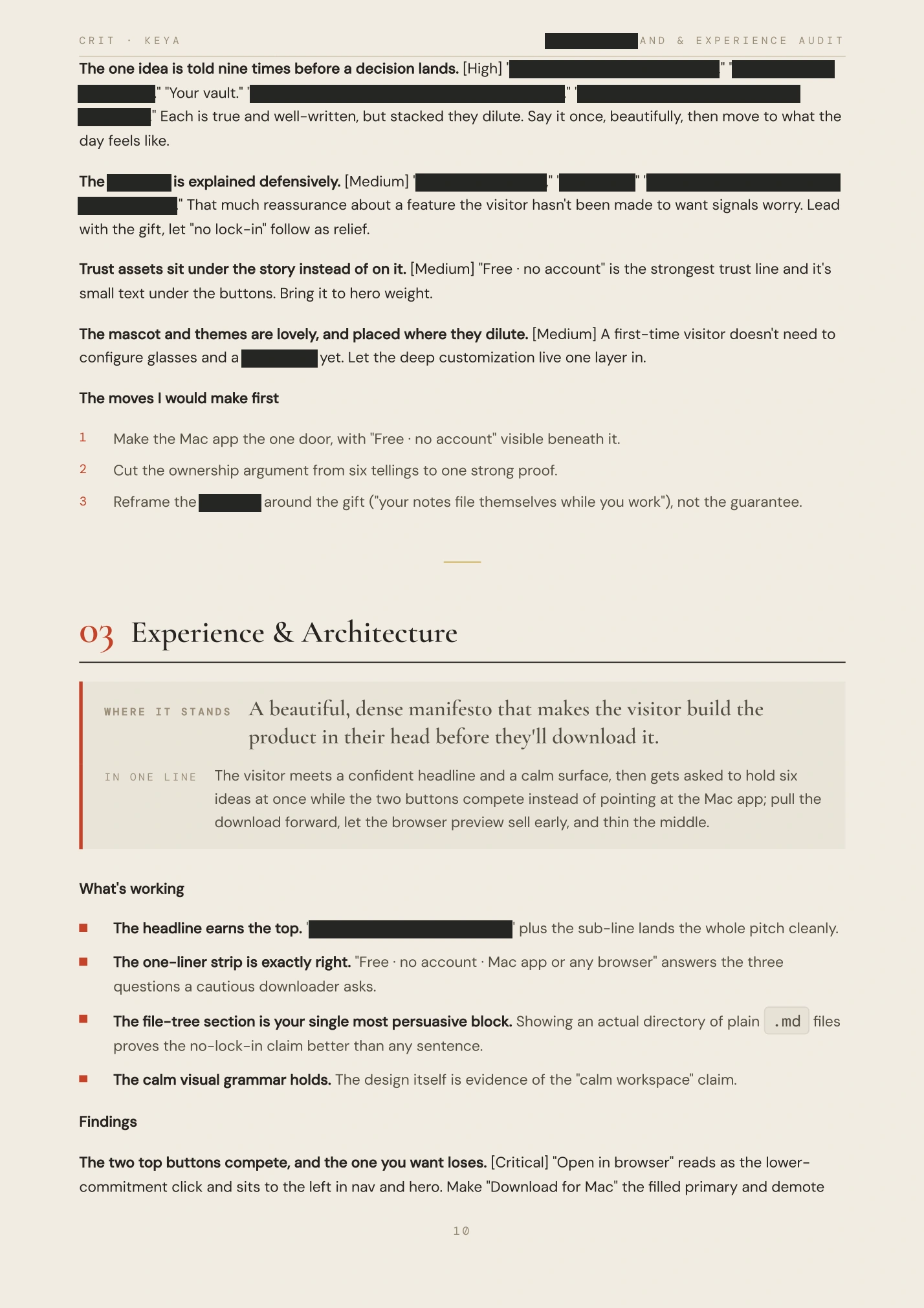 Redacted audit, page 10 of 21