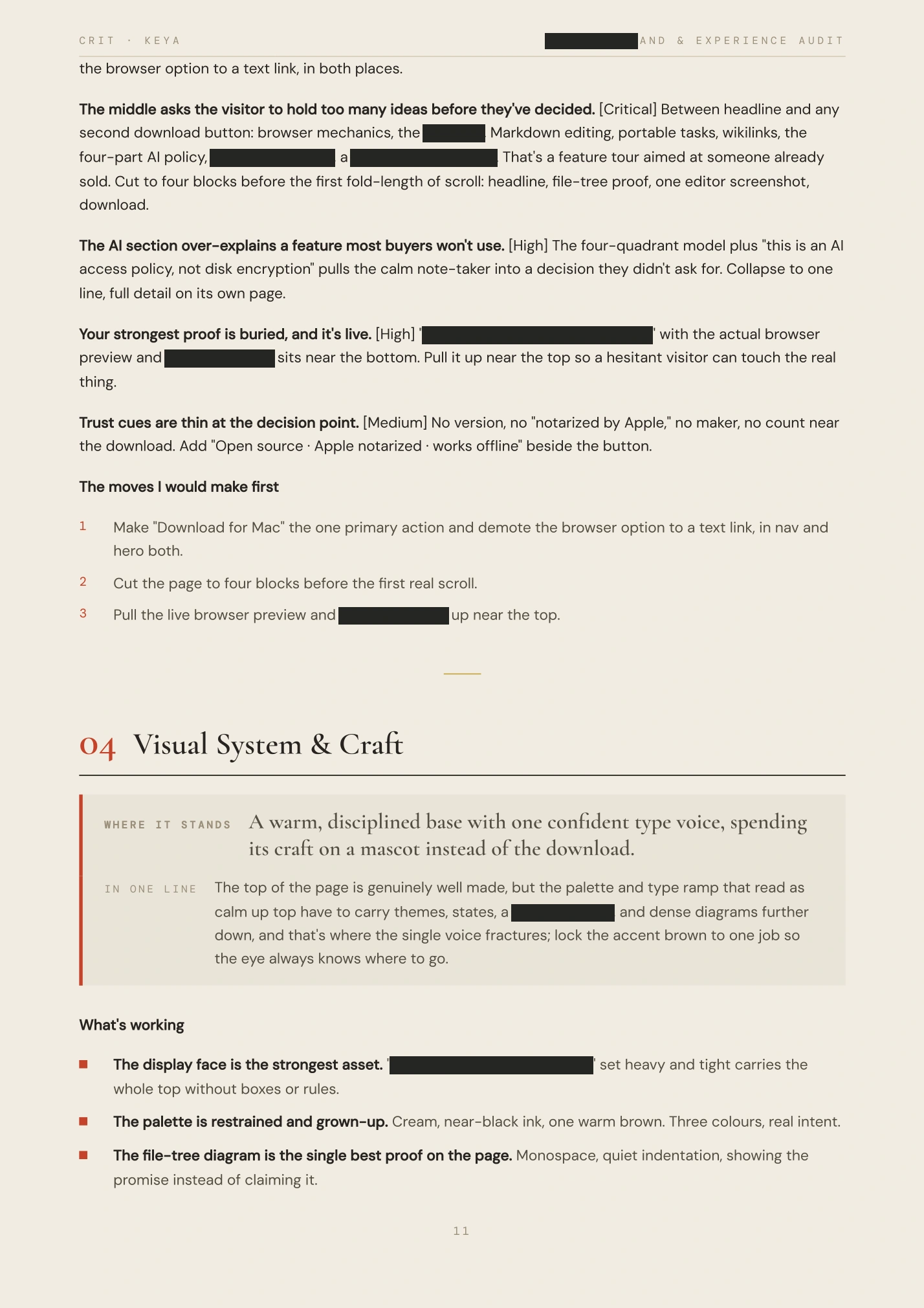 Redacted audit, page 11 of 21