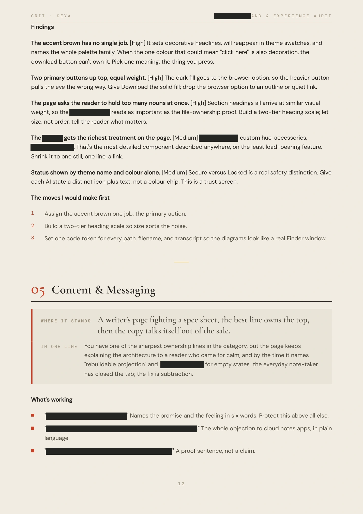 Redacted audit, page 12 of 21