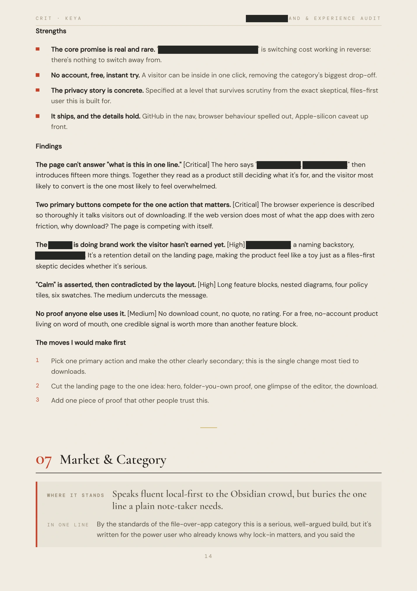 Redacted audit, page 14 of 21