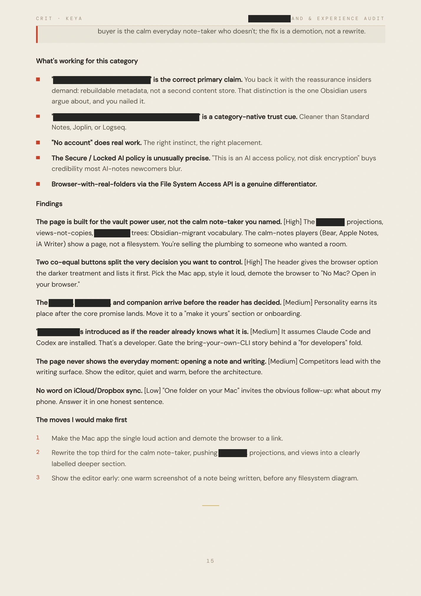 Redacted audit, page 15 of 21