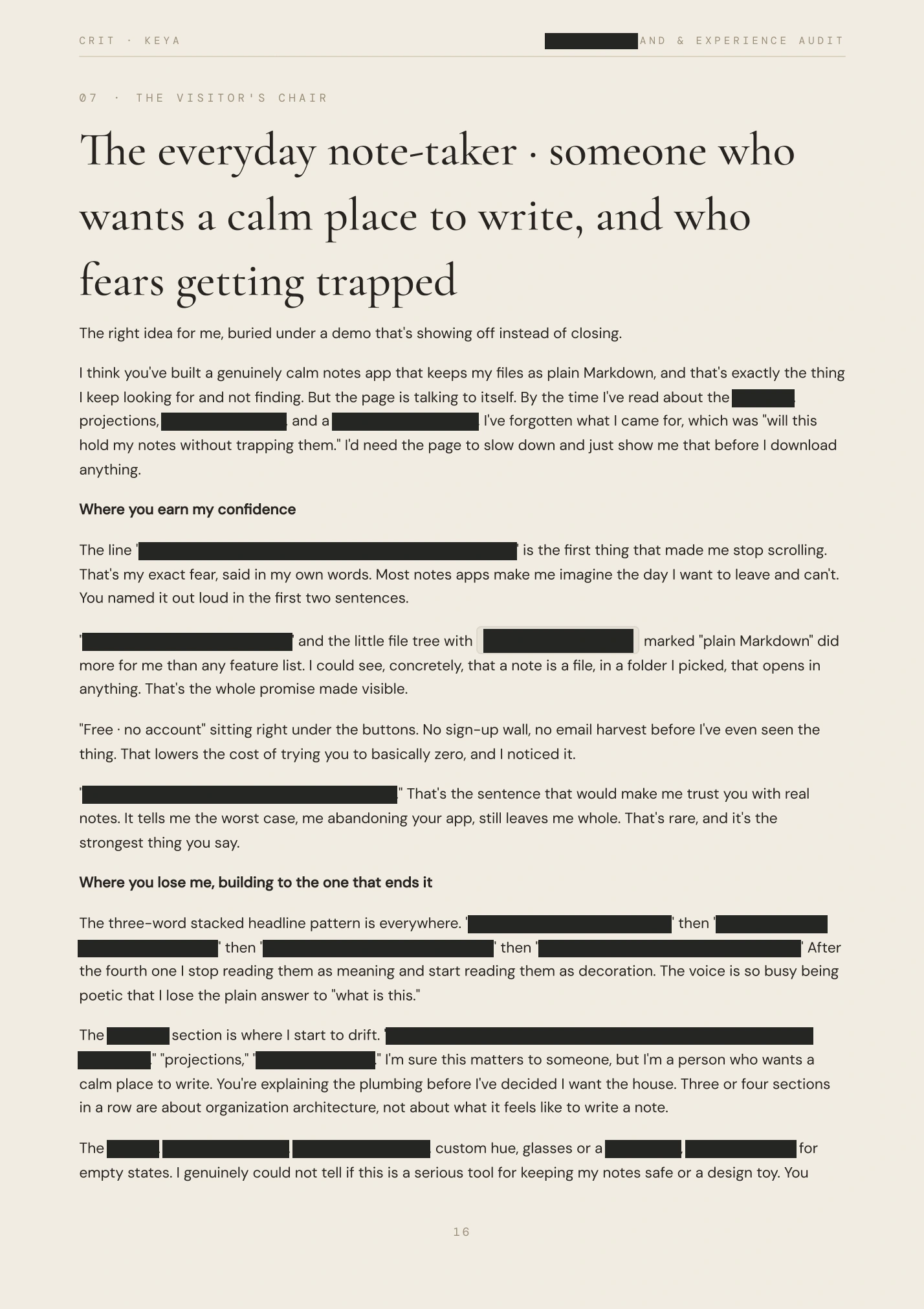 Redacted audit, page 16 of 21