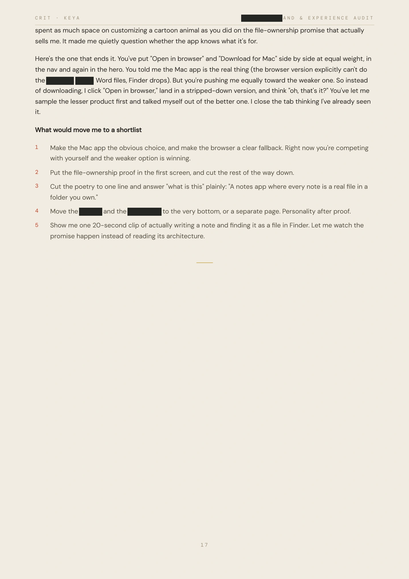 Redacted audit, page 17 of 21
