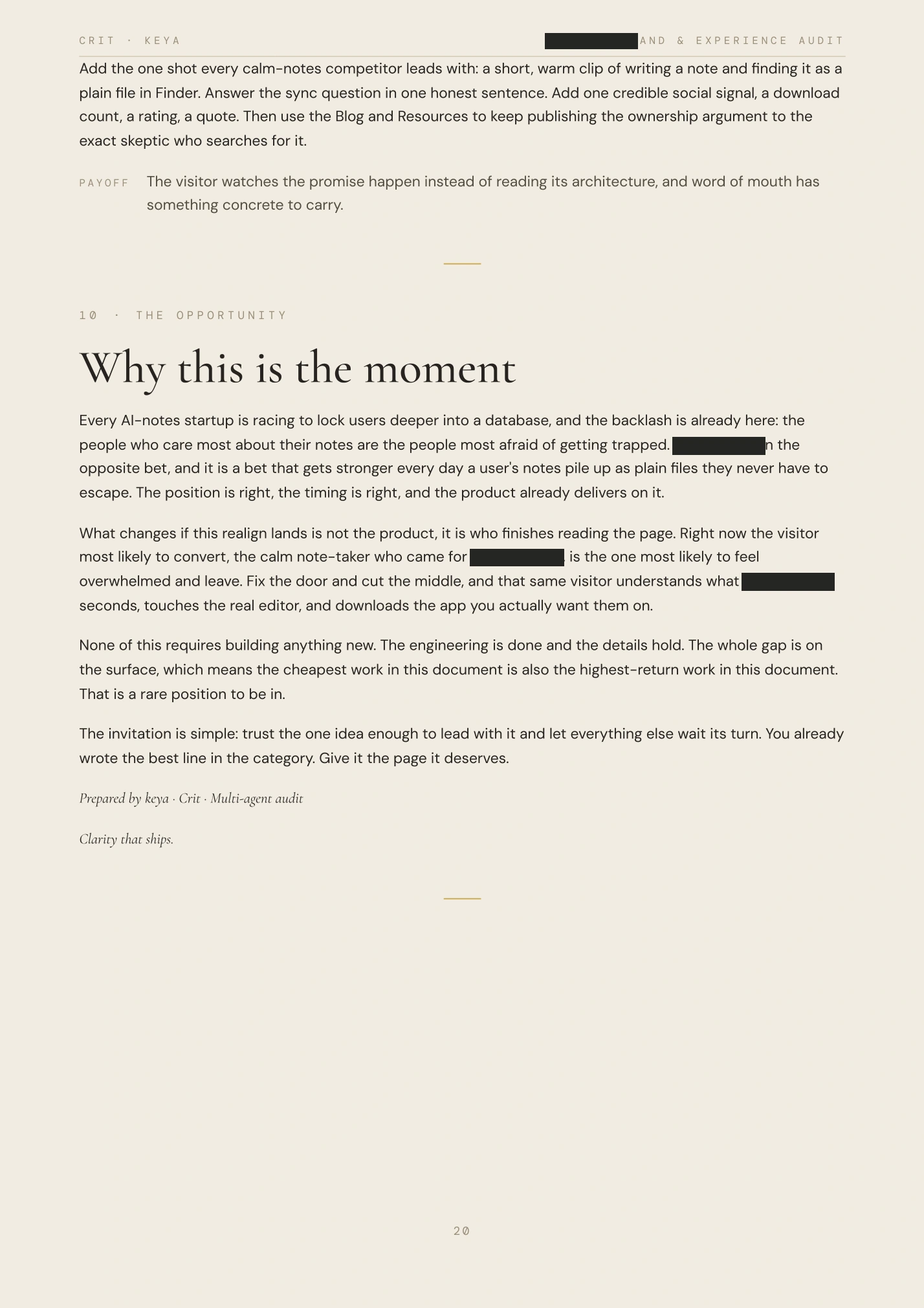Redacted audit, page 20 of 21